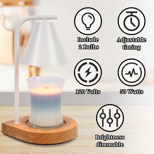 Candle Warmer Lamp with Timer - Electric Candle Lamp Warmer, Birthday Gifts for Women, for Mom, House Warming Gifts New Home, Candle Warmer for Jar Candles with 2 Bulbs BlackGold