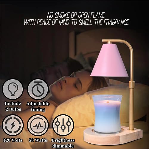 Candle Warmer Lamp with Timer - Electric Candle Lamp Warmer, Birthday Gifts for Women, for Mom, House Warming Gifts New Home, Candle Warmer for Jar Candles with 2 Bulbs BlackGold