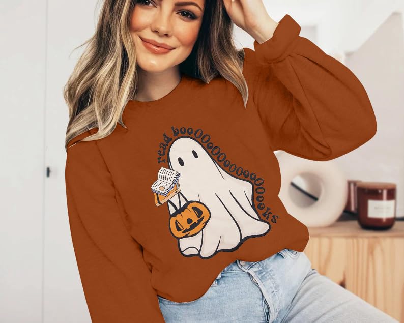 ASTANFY Halloween Sweatshirts for Women in My Spooky Era sweater Teacher shirts book Graphic Sweatshirt Long Sleeve Pullover