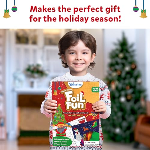 Skillmatics Art & Craft Activity - Foil Fun Holiday Magic, No Mess Art for Kids, Christmas Craft Kits & Supplies, DIY Creative Activity, Gifts for Boys & Girls Ages 4, 5, 6, 7, 8, 9