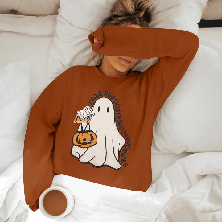 ASTANFY Halloween Sweatshirts for Women in My Spooky Era sweater Teacher shirts book Graphic Sweatshirt Long Sleeve Pullover