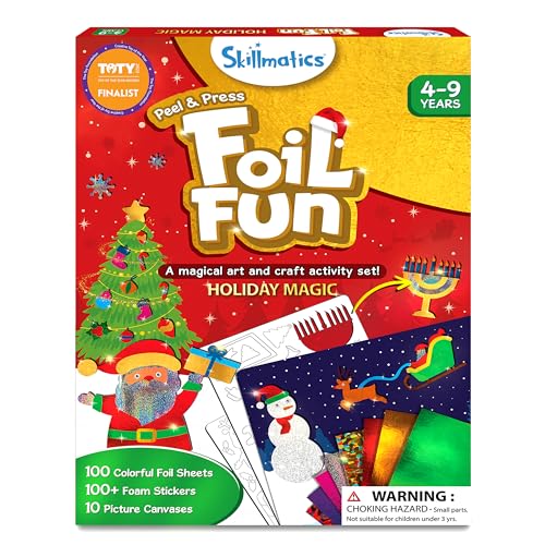 Skillmatics Art & Craft Activity - Foil Fun Holiday Magic, No Mess Art for Kids, Christmas Craft Kits & Supplies, DIY Creative Activity, Gifts for Boys & Girls Ages 4, 5, 6, 7, 8, 9