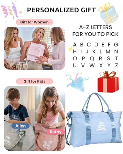 Graduation Gifts for Girls, Initial Travel Duffel Bag, Sports Bag, Personalized Weekender Bag，Monogram Overnight Bag Gift for Grandmother,Birthday Gifts Personalized Gifts (Letter M)