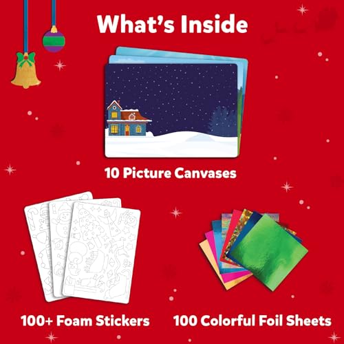 Skillmatics Art & Craft Activity - Foil Fun Holiday Magic, No Mess Art for Kids, Christmas Craft Kits & Supplies, DIY Creative Activity, Gifts for Boys & Girls Ages 4, 5, 6, 7, 8, 9