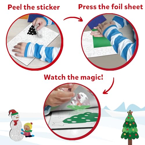 Skillmatics Art & Craft Activity - Foil Fun Holiday Magic, No Mess Art for Kids, Christmas Craft Kits & Supplies, DIY Creative Activity, Gifts for Boys & Girls Ages 4, 5, 6, 7, 8, 9