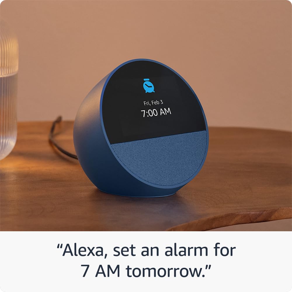 All-new Amazon Echo Spot (2024 release), Smart alarm clock with vibrant sound + Alexa, no visual ads, Black