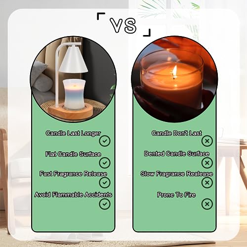 Candle Warmer Lamp with Timer - Electric Candle Lamp Warmer, Birthday Gifts for Women, for Mom, House Warming Gifts New Home, Candle Warmer for Jar Candles with 2 Bulbs BlackGold