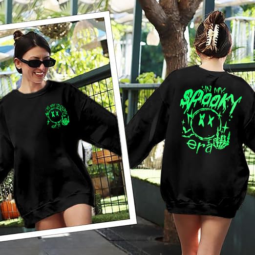 ASTANFY Halloween Sweatshirts for Women in My Spooky Era sweater Teacher shirts book Graphic Sweatshirt Long Sleeve Pullover