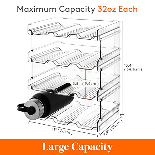 Lifewit Stackable Water Bottle Organizer for Cabinet, Kitchen Pantry Organization and Storage, Plastic Fridge Wine Racks, Tumbler Travel Mug Cup Holder, 2Pack, Hold 6 Bottles