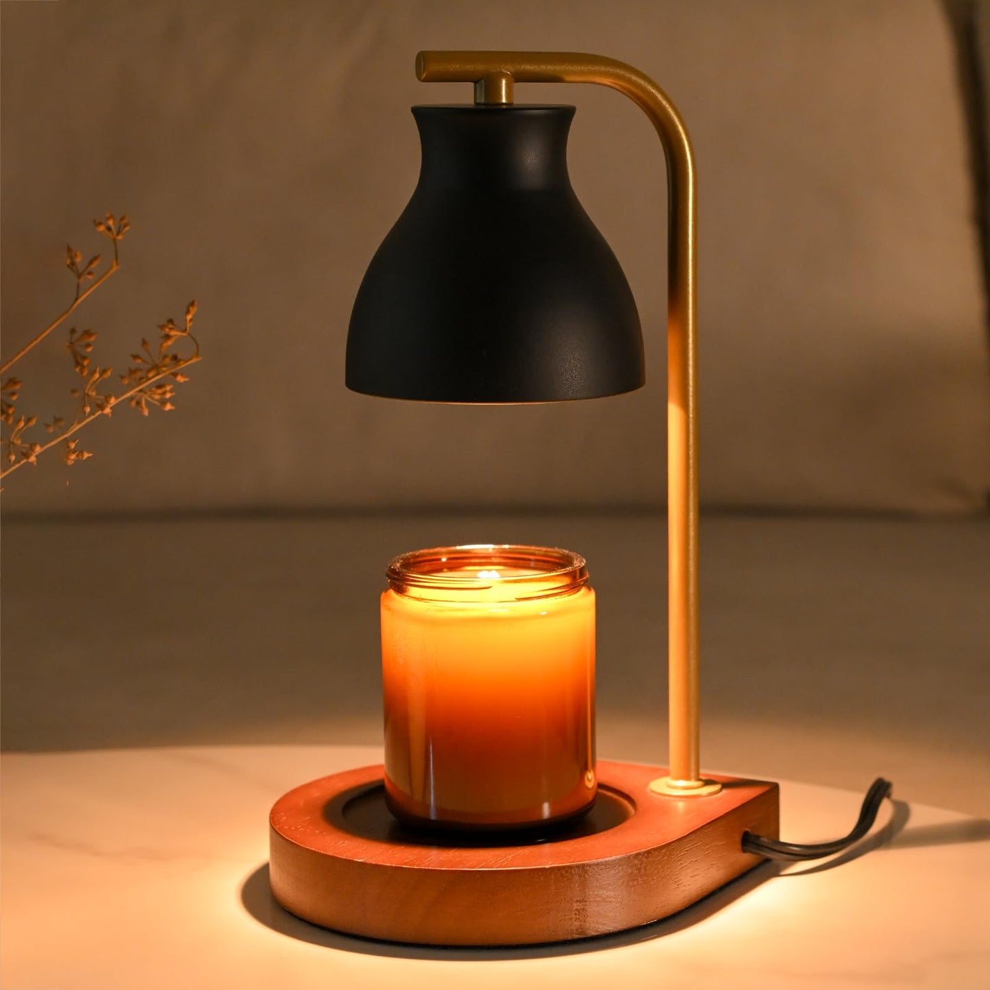 Candle Warmer Lamp with Timer - Electric Candle Lamp Warmer, Birthday Gifts for Women, for Mom, House Warming Gifts New Home, Candle Warmer for Jar Candles with 2 Bulbs BlackGold