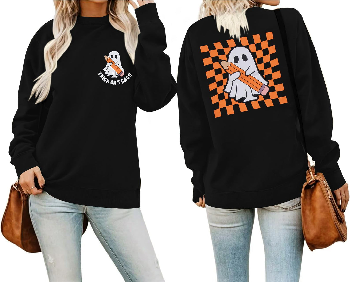 ASTANFY Halloween Sweatshirts for Women in My Spooky Era sweater Teacher shirts book Graphic Sweatshirt Long Sleeve Pullover