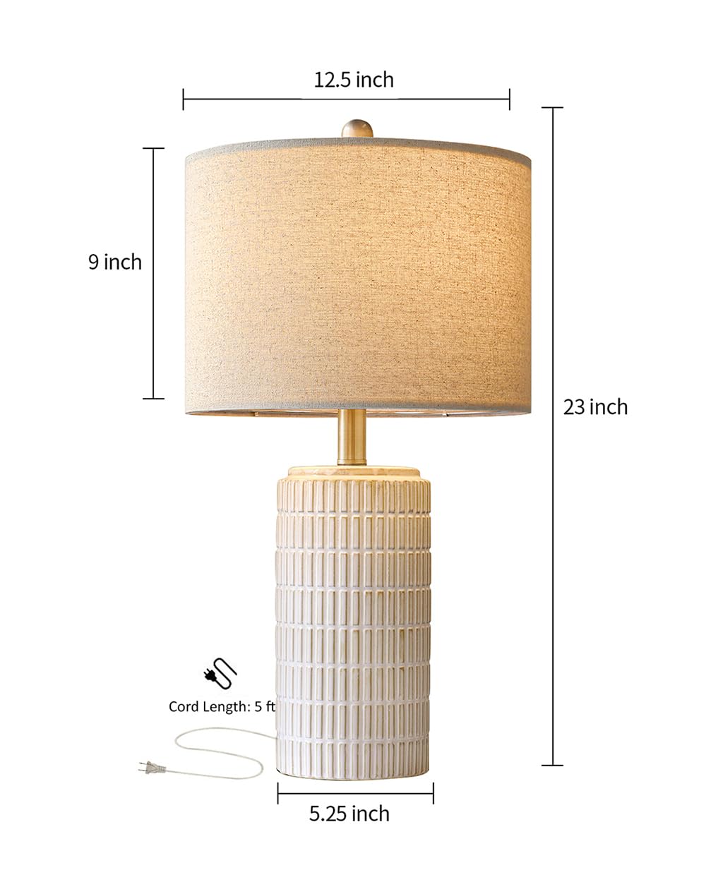 PoKat 23" Modern Ceramic Table Lamp Set of 2 for Living Room White Desk Lamps for Bedroom Farmhouse Bedside Nightstand Bedside Lamp End Table Lamps Beige