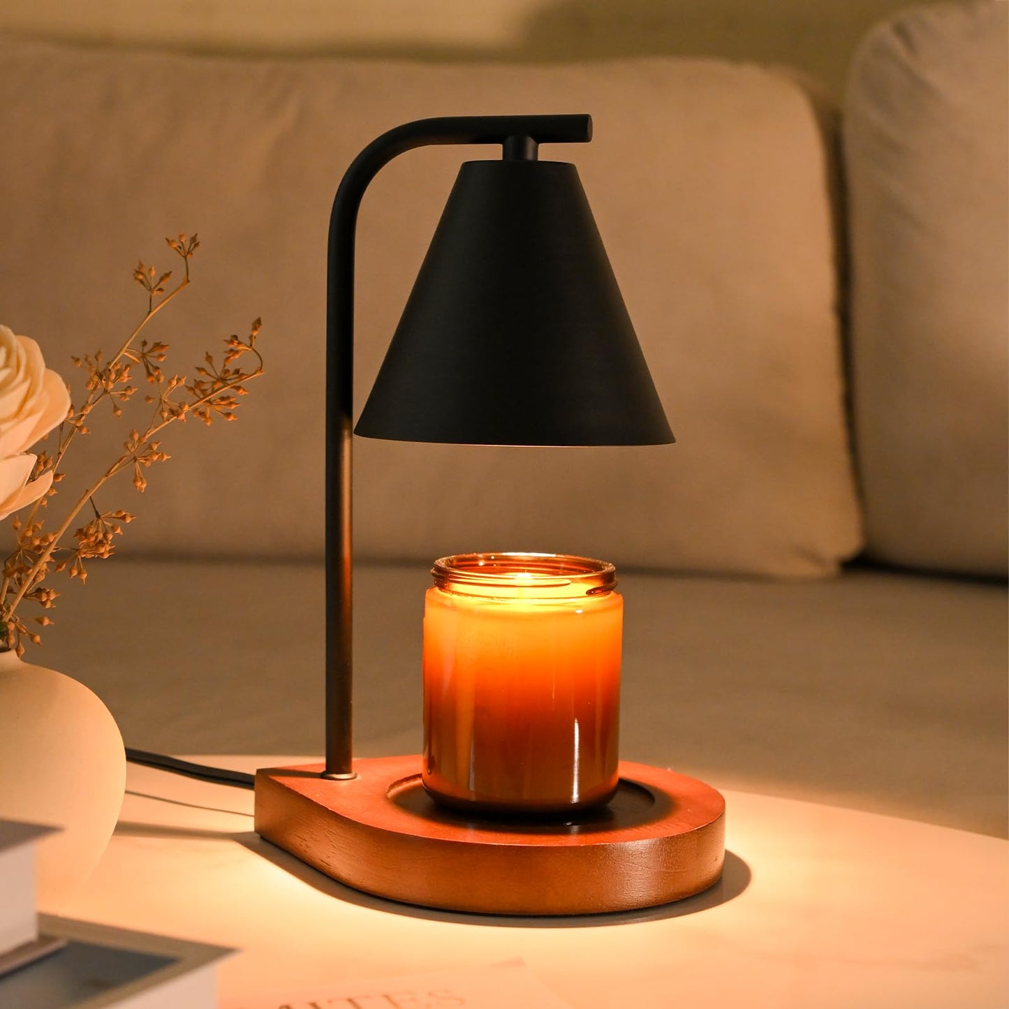 Candle Warmer Lamp with Timer - Electric Candle Lamp Warmer, Birthday Gifts for Women, for Mom, House Warming Gifts New Home, Candle Warmer for Jar Candles with 2 Bulbs BlackGold