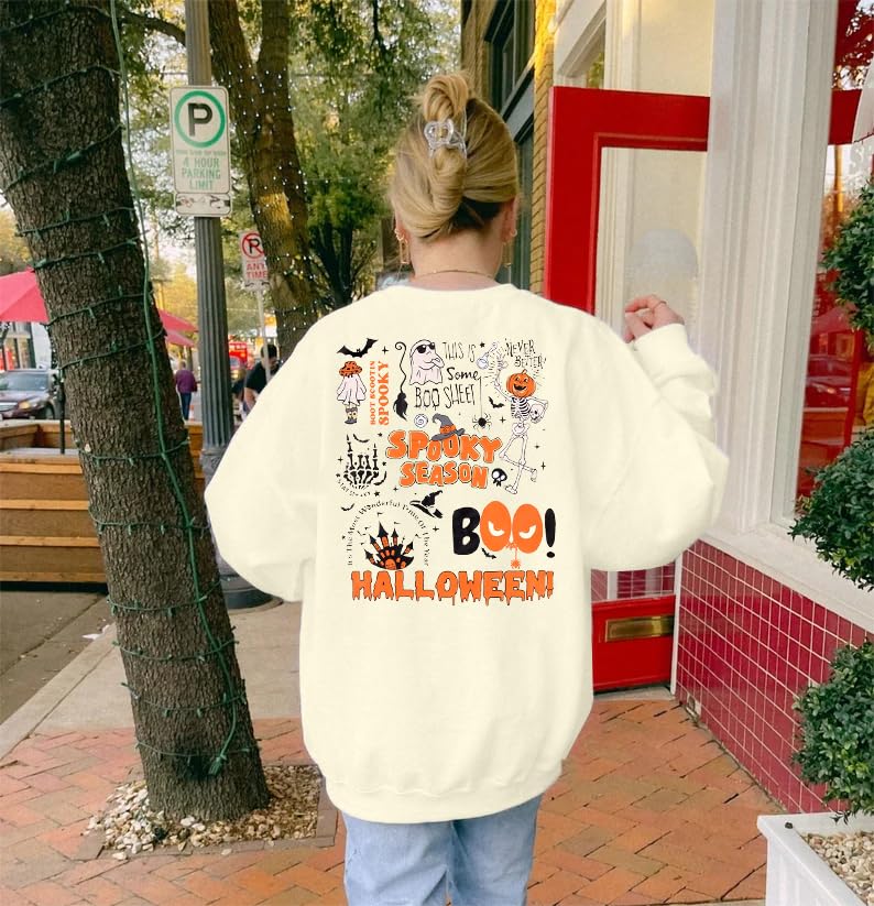 ASTANFY Halloween Sweatshirts for Women in My Spooky Era sweater Teacher shirts book Graphic Sweatshirt Long Sleeve Pullover