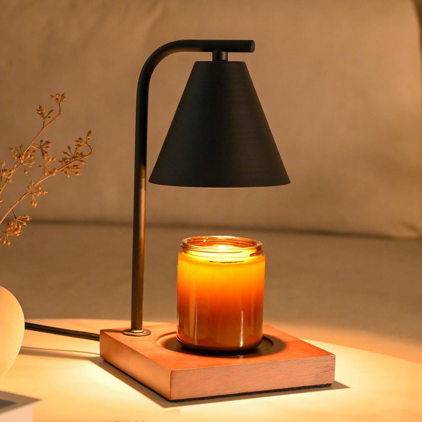 Candle Warmer Lamp with Timer - Electric Candle Lamp Warmer, Birthday Gifts for Women, for Mom, House Warming Gifts New Home, Candle Warmer for Jar Candles with 2 Bulbs BlackGold