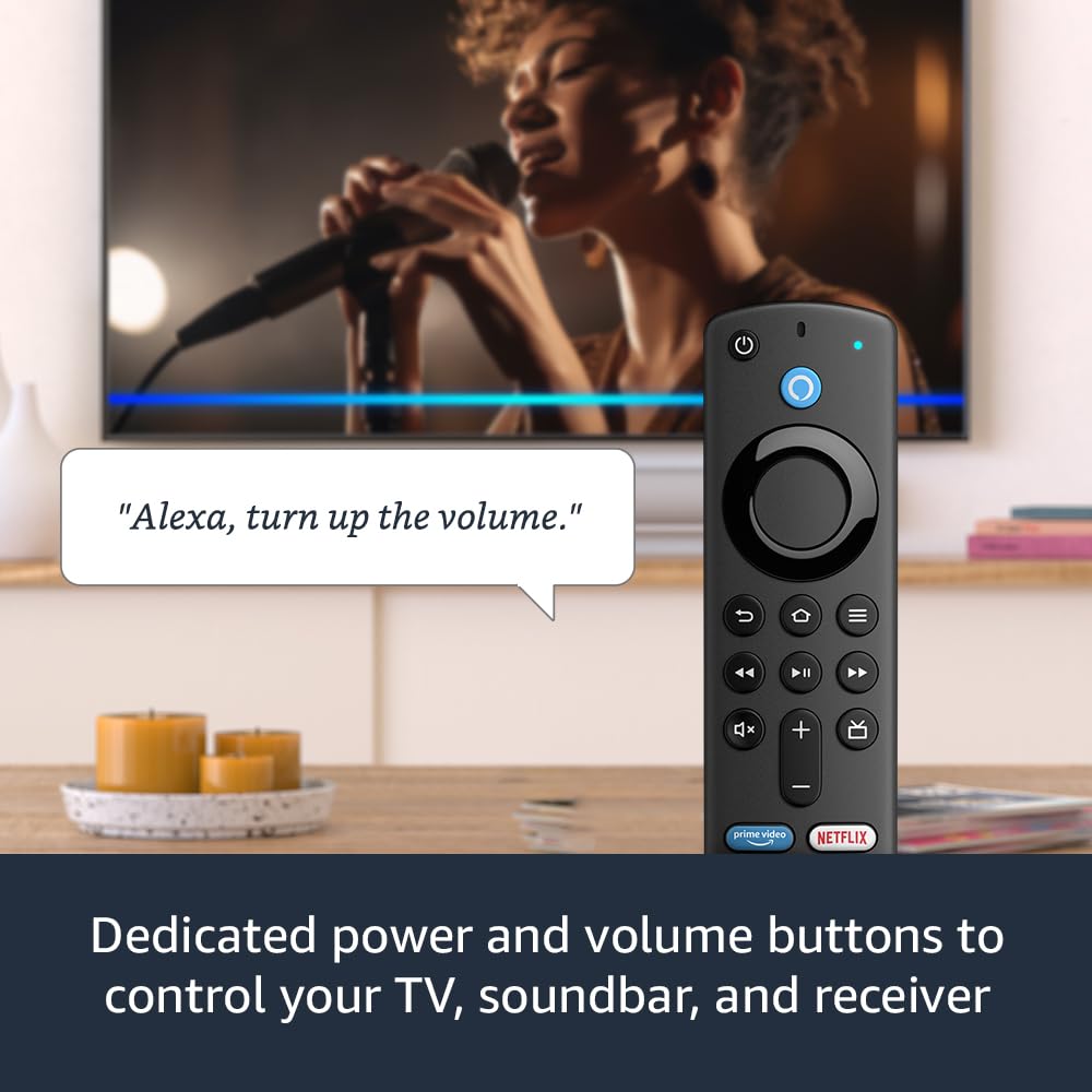 Amazon Fire TV Stick, HD, sharp picture quality, fast streaming, free & live TV, Alexa Voice Remote with TV controls