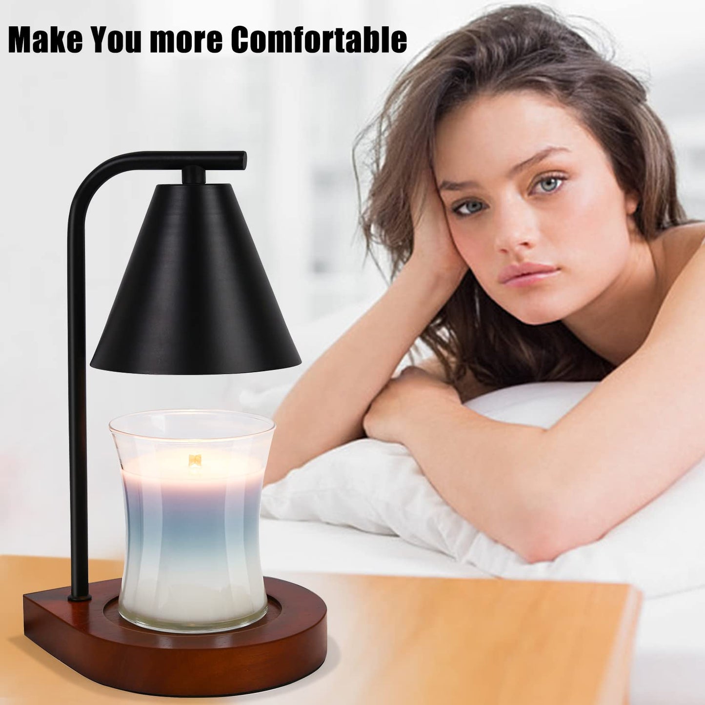 Candle Warmer Lamp with Timer - Electric Candle Lamp Warmer, Birthday Gifts for Women, for Mom, House Warming Gifts New Home, Candle Warmer for Jar Candles with 2 Bulbs BlackGold