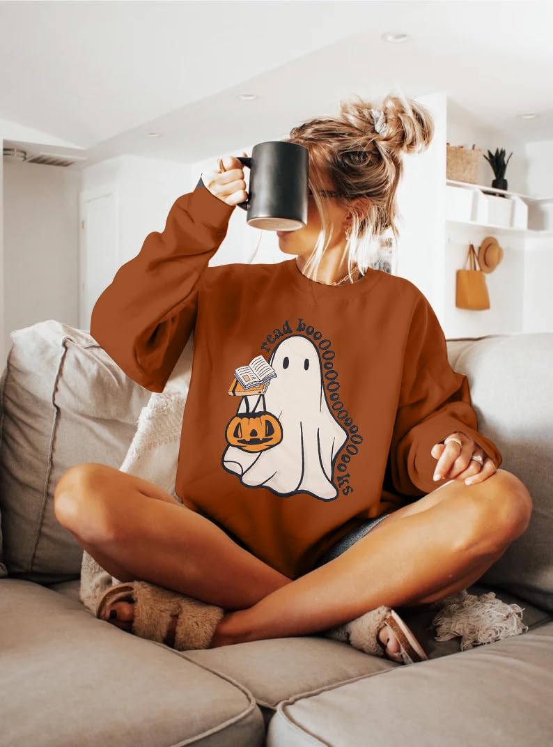 ASTANFY Halloween Sweatshirts for Women in My Spooky Era sweater Teacher shirts book Graphic Sweatshirt Long Sleeve Pullover