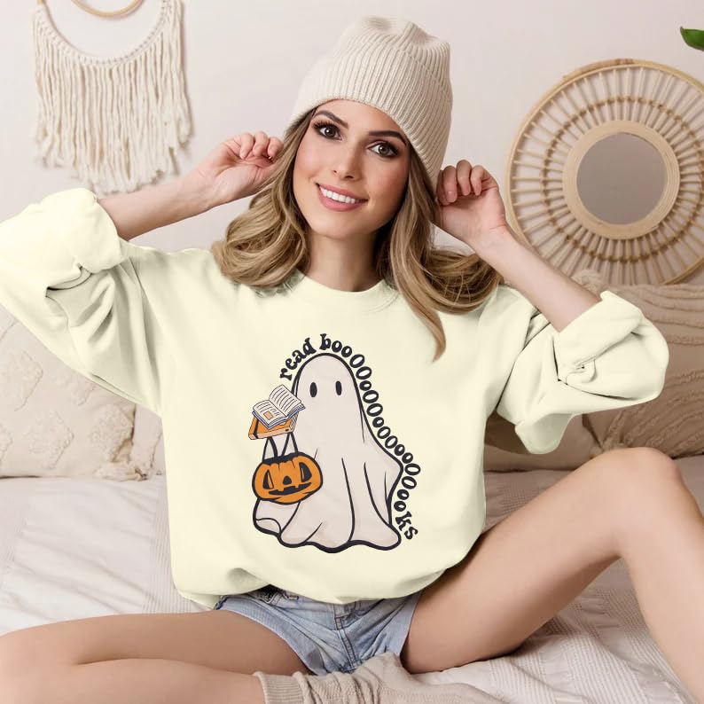 ASTANFY Halloween Sweatshirts for Women in My Spooky Era sweater Teacher shirts book Graphic Sweatshirt Long Sleeve Pullover