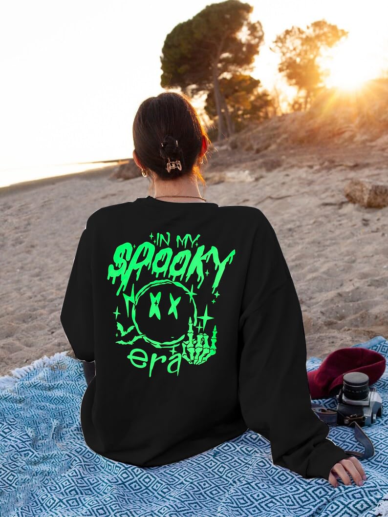 ASTANFY Halloween Sweatshirts for Women in My Spooky Era sweater Teacher shirts book Graphic Sweatshirt Long Sleeve Pullover