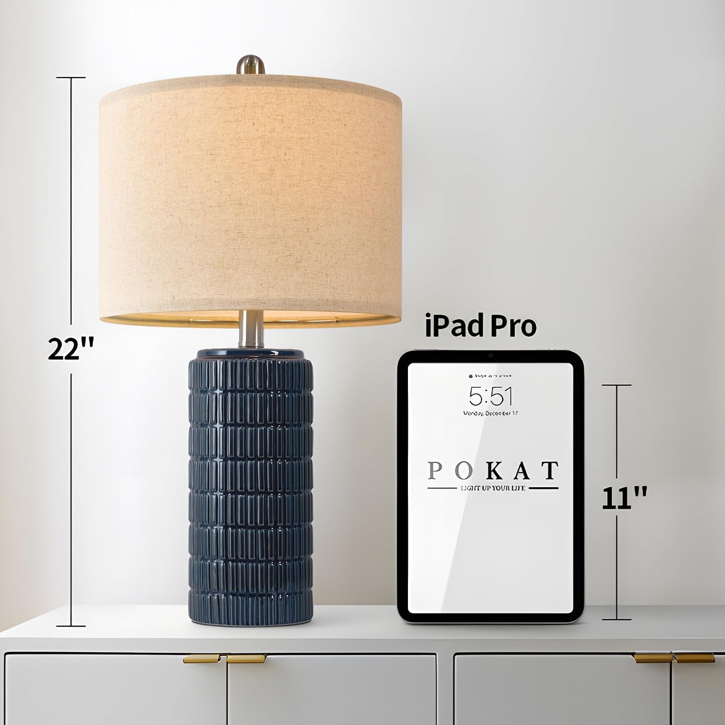 PoKat 23" Modern Ceramic Table Lamp Set of 2 for Living Room White Desk Lamps for Bedroom Farmhouse Bedside Nightstand Bedside Lamp End Table Lamps Beige