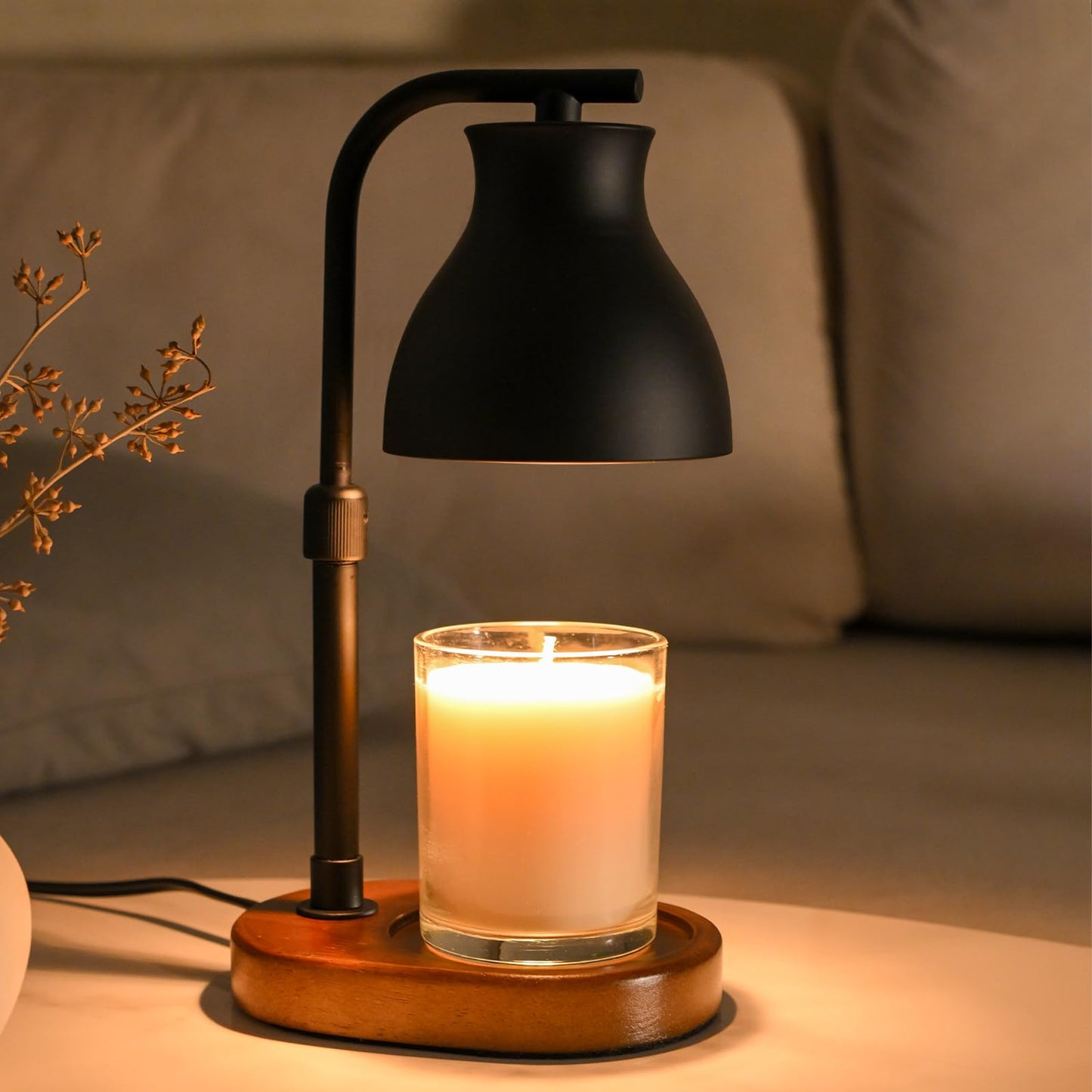 Candle Warmer Lamp with Timer - Electric Candle Lamp Warmer, Birthday Gifts for Women, for Mom, House Warming Gifts New Home, Candle Warmer for Jar Candles with 2 Bulbs BlackGold