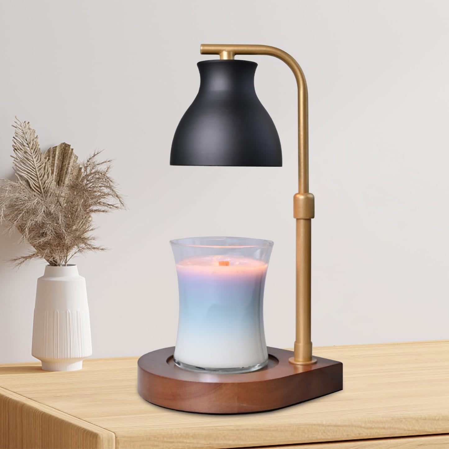 Candle Warmer Lamp with Timer - Electric Candle Lamp Warmer, Birthday Gifts for Women, for Mom, House Warming Gifts New Home, Candle Warmer for Jar Candles with 2 Bulbs BlackGold