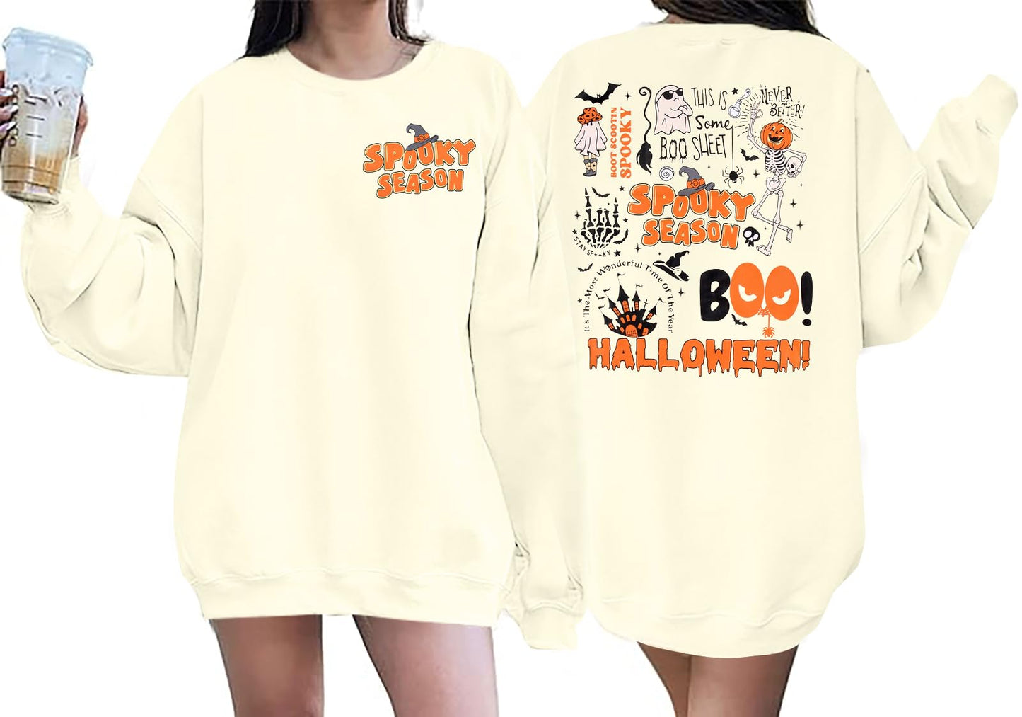 ASTANFY Halloween Sweatshirts for Women in My Spooky Era sweater Teacher shirts book Graphic Sweatshirt Long Sleeve Pullover