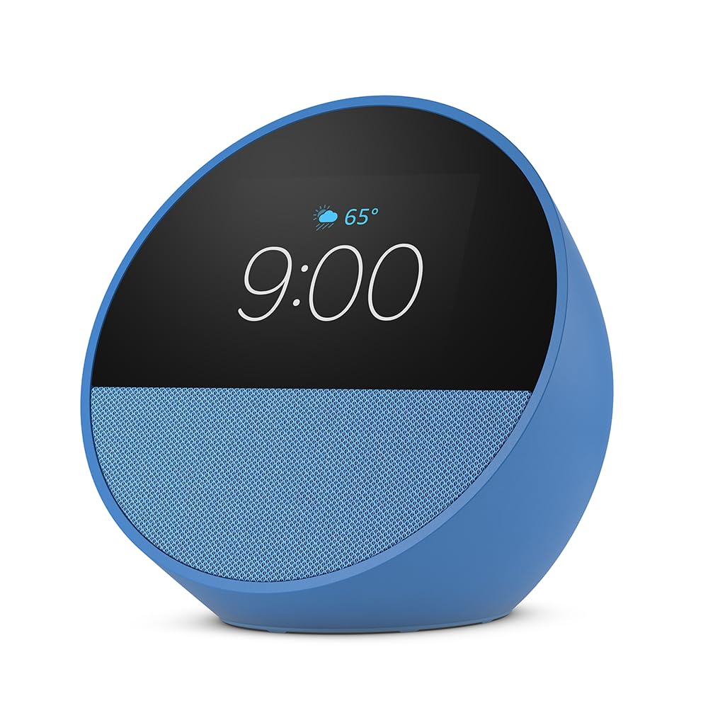 All-new Amazon Echo Spot (2024 release), Smart alarm clock with vibrant sound + Alexa, no visual ads, Black