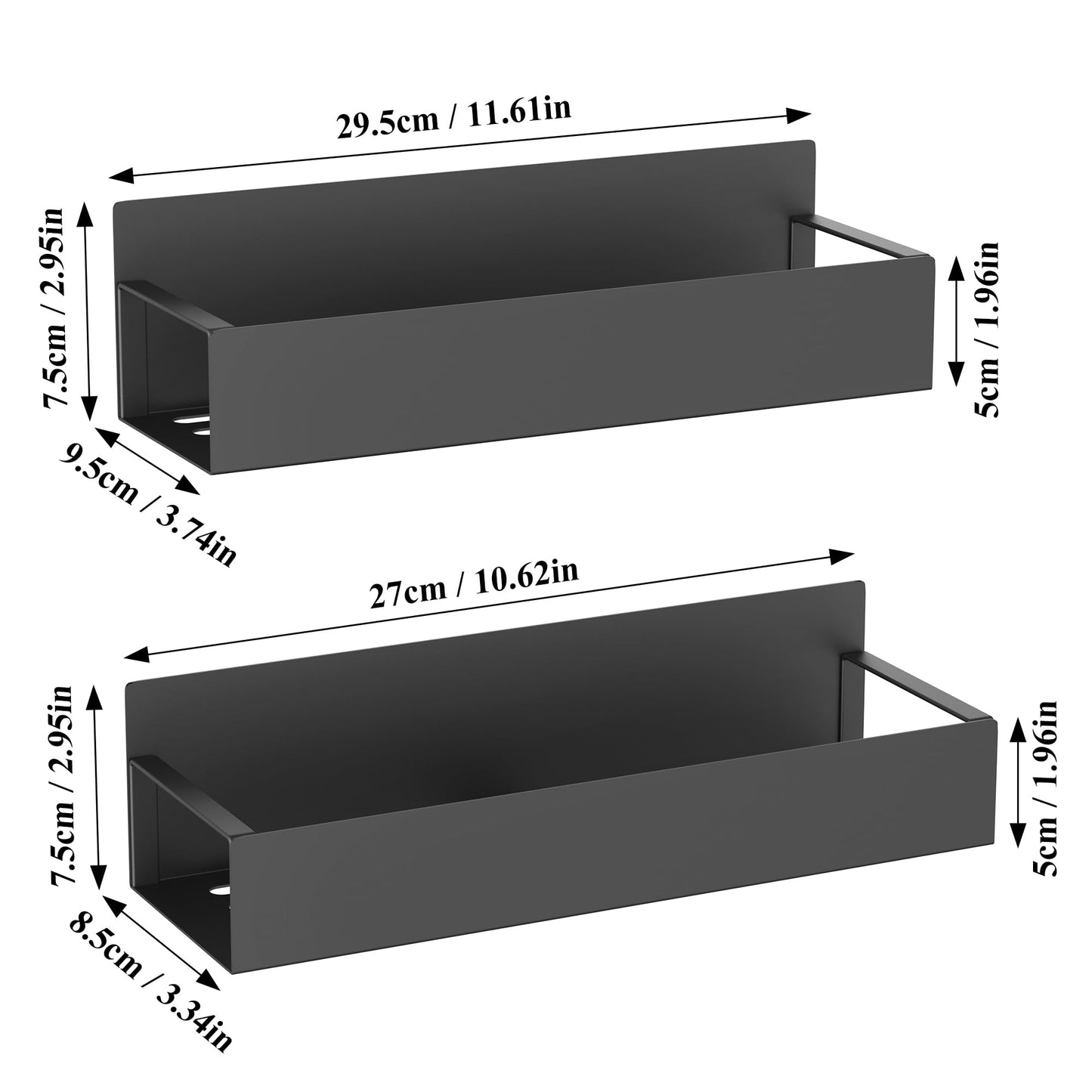 4 Pack Magnetic Spice Storage Rack Organizer for Refrigerator and Oven, Black Fridge Organizers and Storage