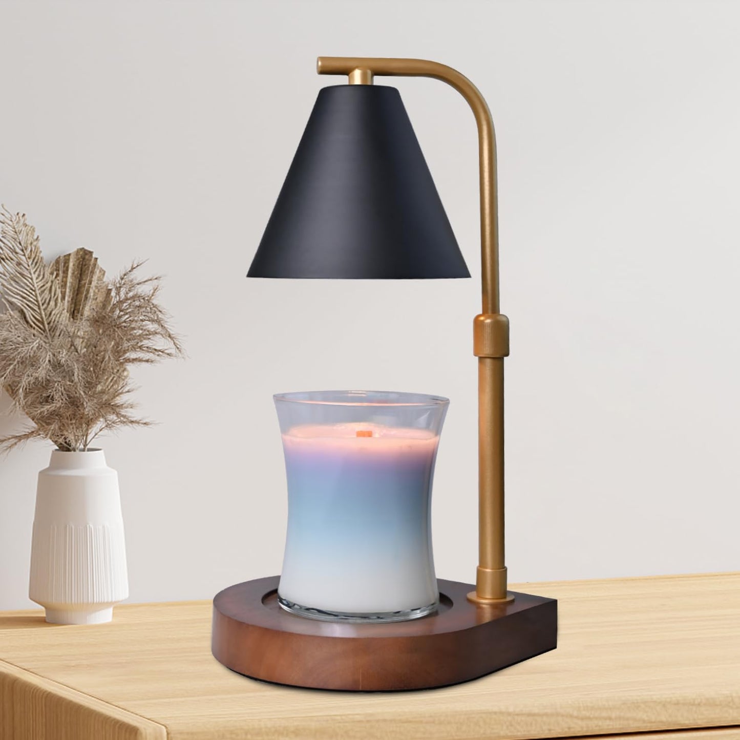 Candle Warmer Lamp with Timer - Electric Candle Lamp Warmer, Birthday Gifts for Women, for Mom, House Warming Gifts New Home, Candle Warmer for Jar Candles with 2 Bulbs BlackGold