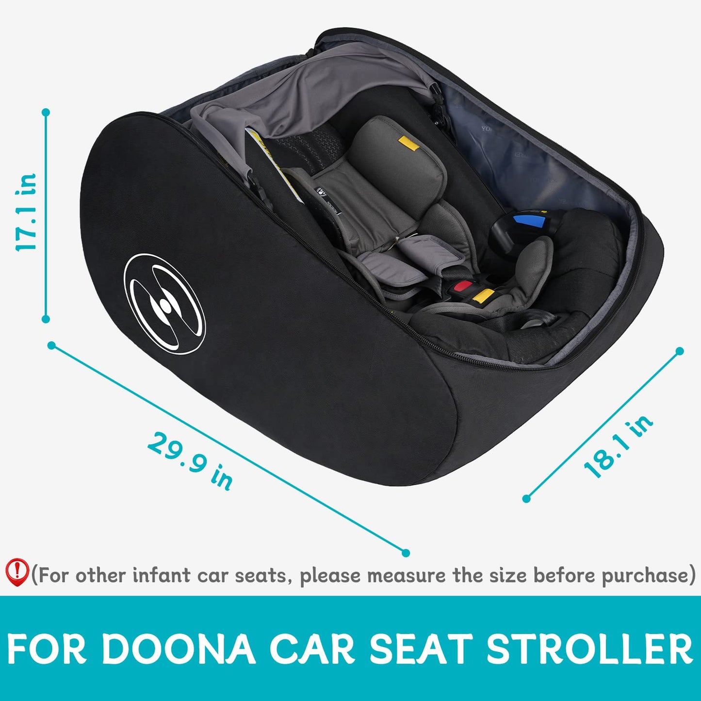 YOREPEK Padded Car Seat Travel Bag for Airplane, Compatible with Doona Car Seat Stroller, Infant Car Seat Bags with Lockable Zipper, Foldable Gate Check Stroller Bag Backpack for Baby Travel