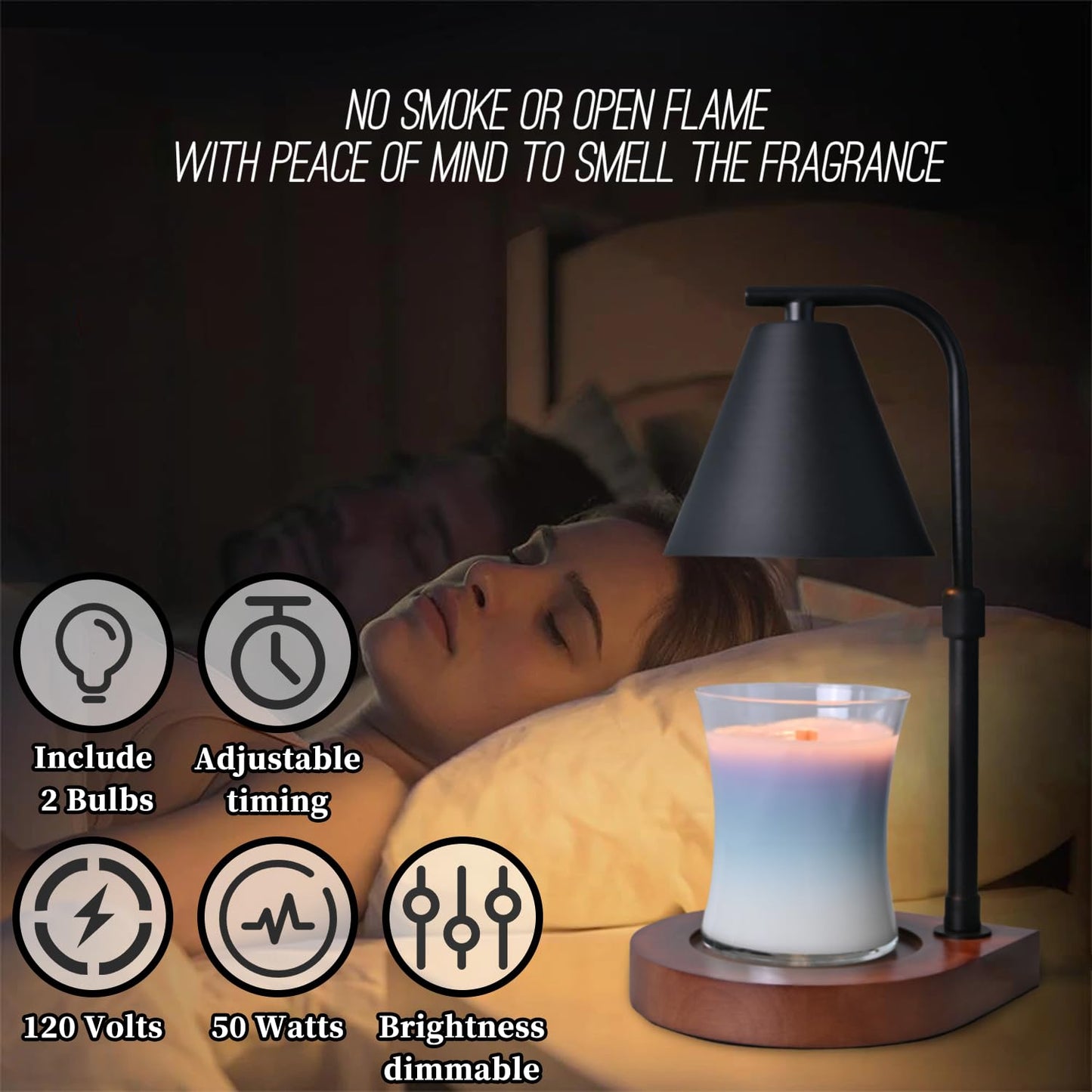 Candle Warmer Lamp with Timer - Electric Candle Lamp Warmer, Birthday Gifts for Women, for Mom, House Warming Gifts New Home, Candle Warmer for Jar Candles with 2 Bulbs BlackGold