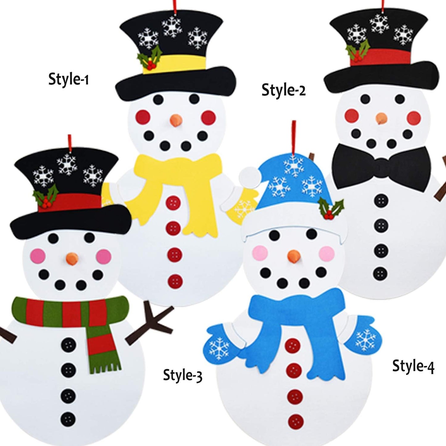 Fayoo DIY Felt Christmas Snowman Games Set with 37 pcs Detachable Ornaments, Xmas Gifts for Kids Christmas Door Wall Hanging Decor Home Decorations, 20 x 39 Inch (Snowman)