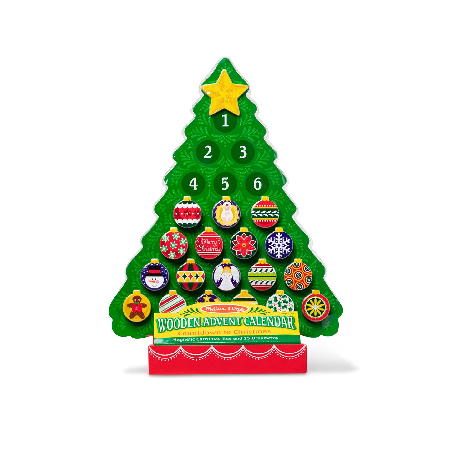 Melissa & Doug Countdown to Christmas Wooden Advent Calendar - Magnetic Tree, 25 Magnets , Orange