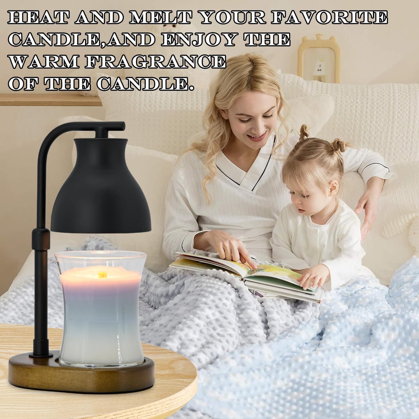 Candle Warmer Lamp with Timer - Electric Candle Lamp Warmer, Birthday Gifts for Women, for Mom, House Warming Gifts New Home, Candle Warmer for Jar Candles with 2 Bulbs BlackGold