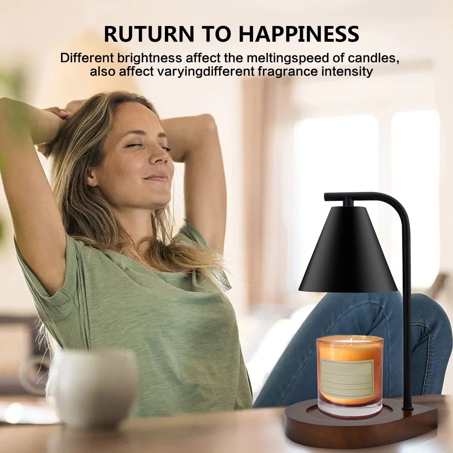 Candle Warmer Lamp with Timer - Electric Candle Lamp Warmer, Birthday Gifts for Women, for Mom, House Warming Gifts New Home, Candle Warmer for Jar Candles with 2 Bulbs BlackGold