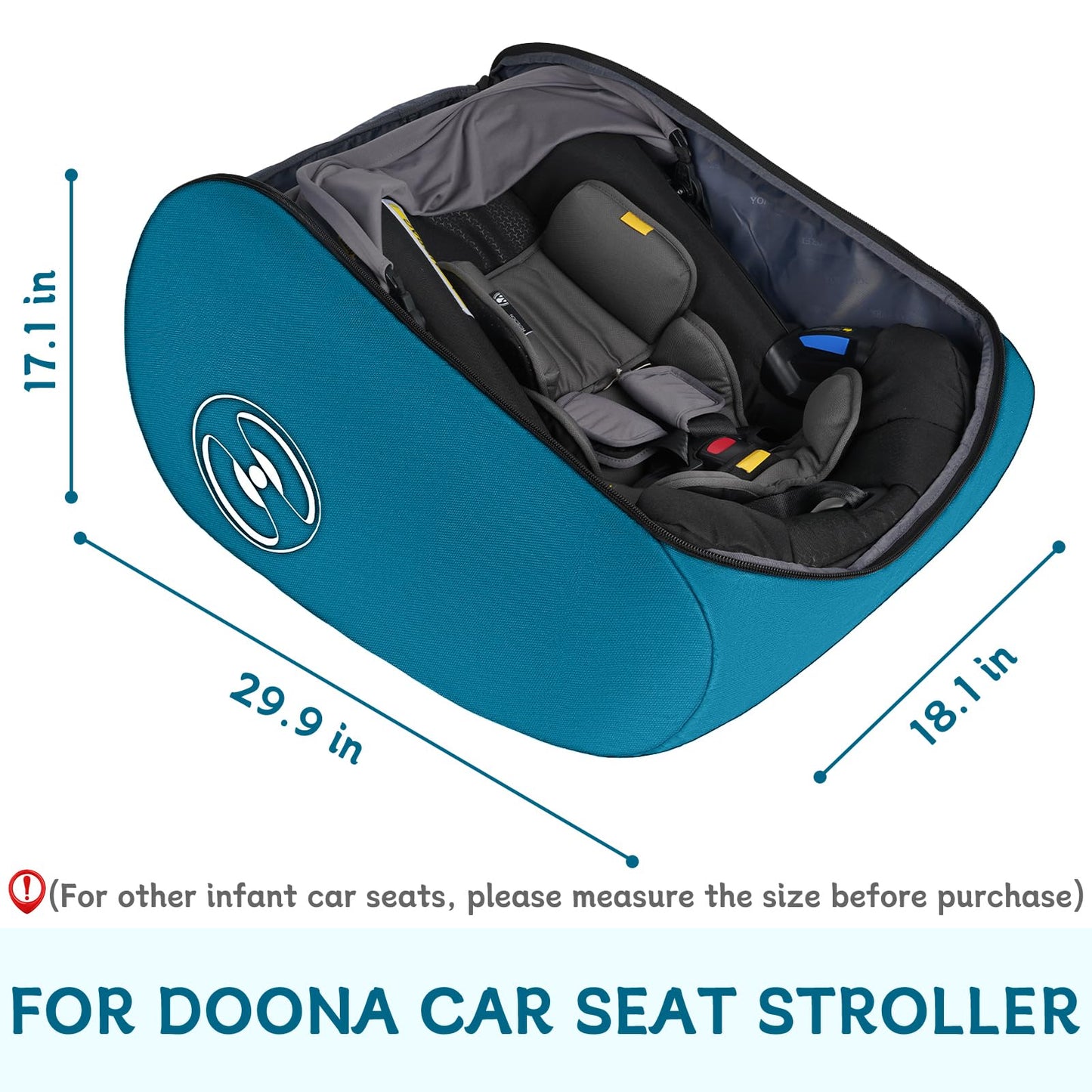 YOREPEK Padded Car Seat Travel Bag for Airplane, Compatible with Doona Car Seat Stroller, Infant Car Seat Bags with Lockable Zipper, Foldable Gate Check Stroller Bag Backpack for Baby Travel