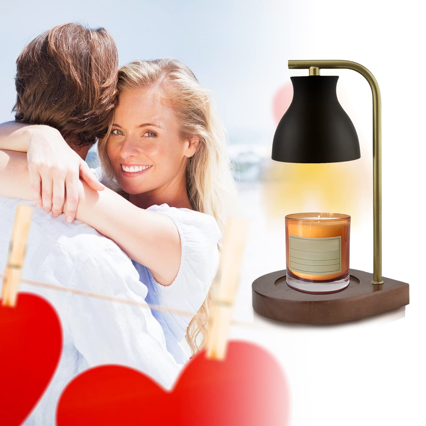 Candle Warmer Lamp with Timer - Electric Candle Lamp Warmer, Birthday Gifts for Women, for Mom, House Warming Gifts New Home, Candle Warmer for Jar Candles with 2 Bulbs BlackGold