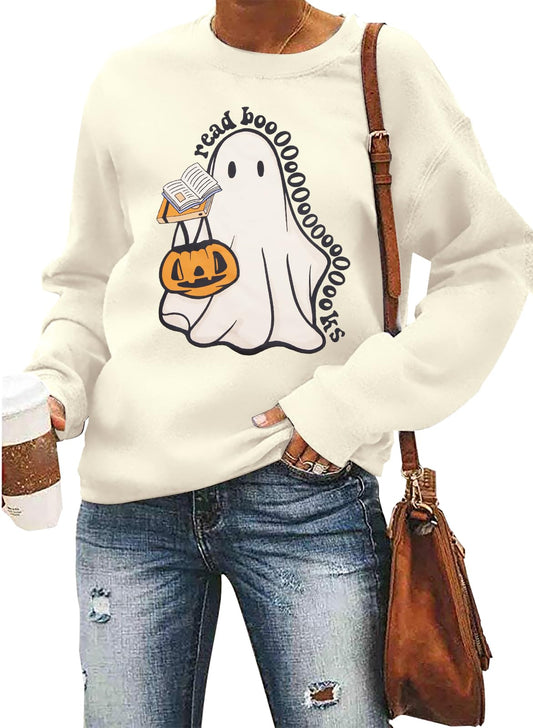 ASTANFY Halloween Sweatshirts for Women in My Spooky Era sweater Teacher shirts book Graphic Sweatshirt Long Sleeve Pullover