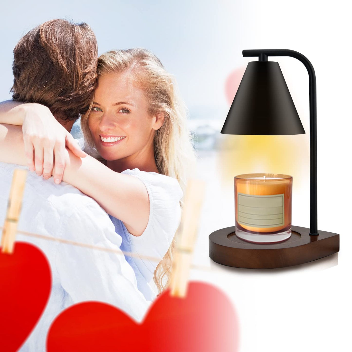 Candle Warmer Lamp with Timer - Electric Candle Lamp Warmer, Birthday Gifts for Women, for Mom, House Warming Gifts New Home, Candle Warmer for Jar Candles with 2 Bulbs BlackGold