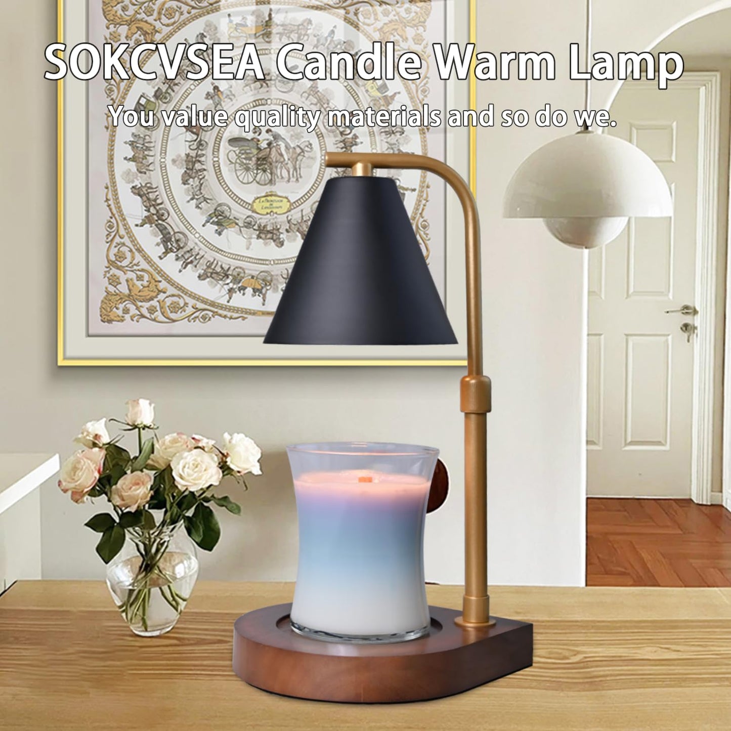 Candle Warmer Lamp with Timer - Electric Candle Lamp Warmer, Birthday Gifts for Women, for Mom, House Warming Gifts New Home, Candle Warmer for Jar Candles with 2 Bulbs BlackGold