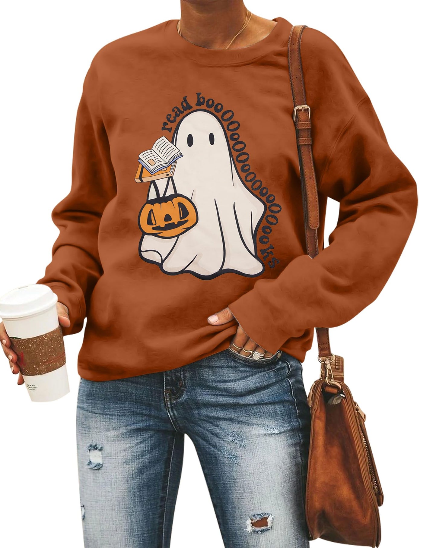 ASTANFY Halloween Sweatshirts for Women in My Spooky Era sweater Teacher shirts book Graphic Sweatshirt Long Sleeve Pullover