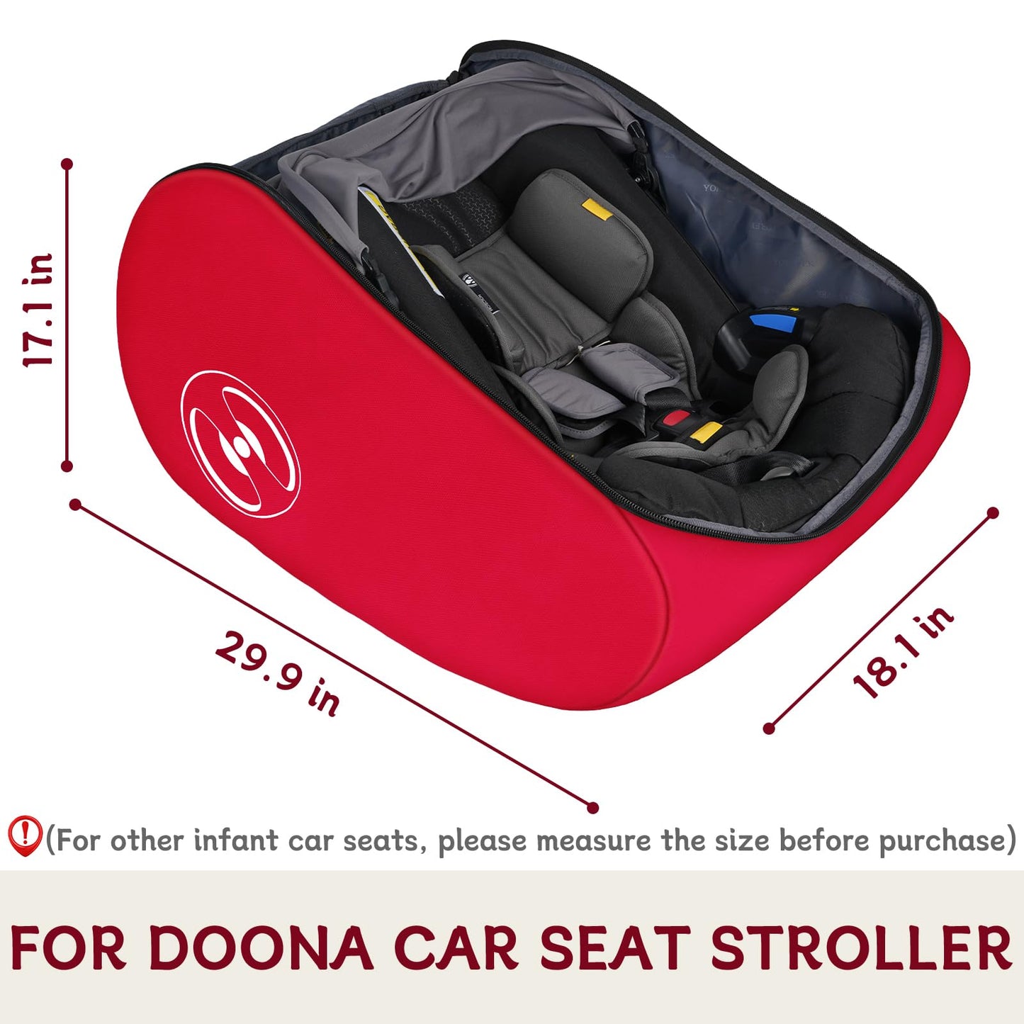 YOREPEK Padded Car Seat Travel Bag for Airplane, Compatible with Doona Car Seat Stroller, Infant Car Seat Bags with Lockable Zipper, Foldable Gate Check Stroller Bag Backpack for Baby Travel