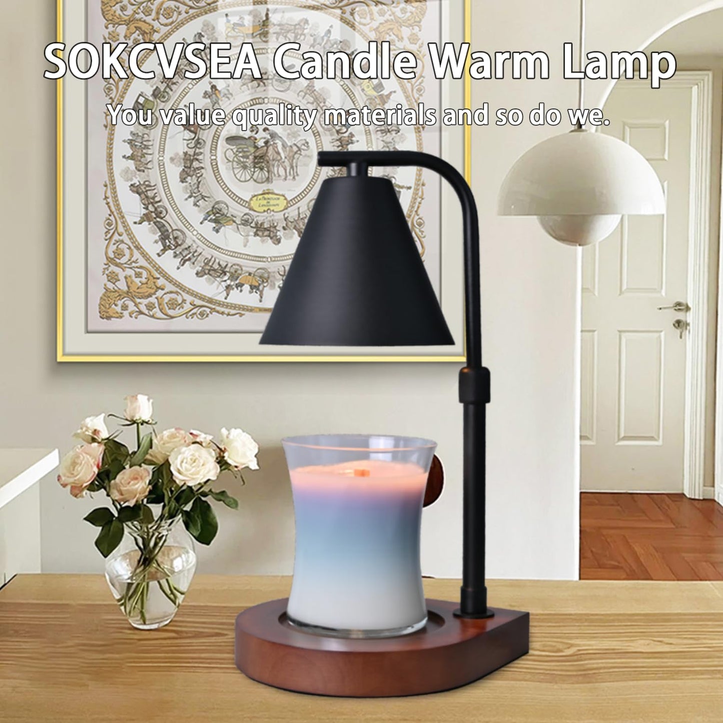 Candle Warmer Lamp with Timer - Electric Candle Lamp Warmer, Birthday Gifts for Women, for Mom, House Warming Gifts New Home, Candle Warmer for Jar Candles with 2 Bulbs BlackGold