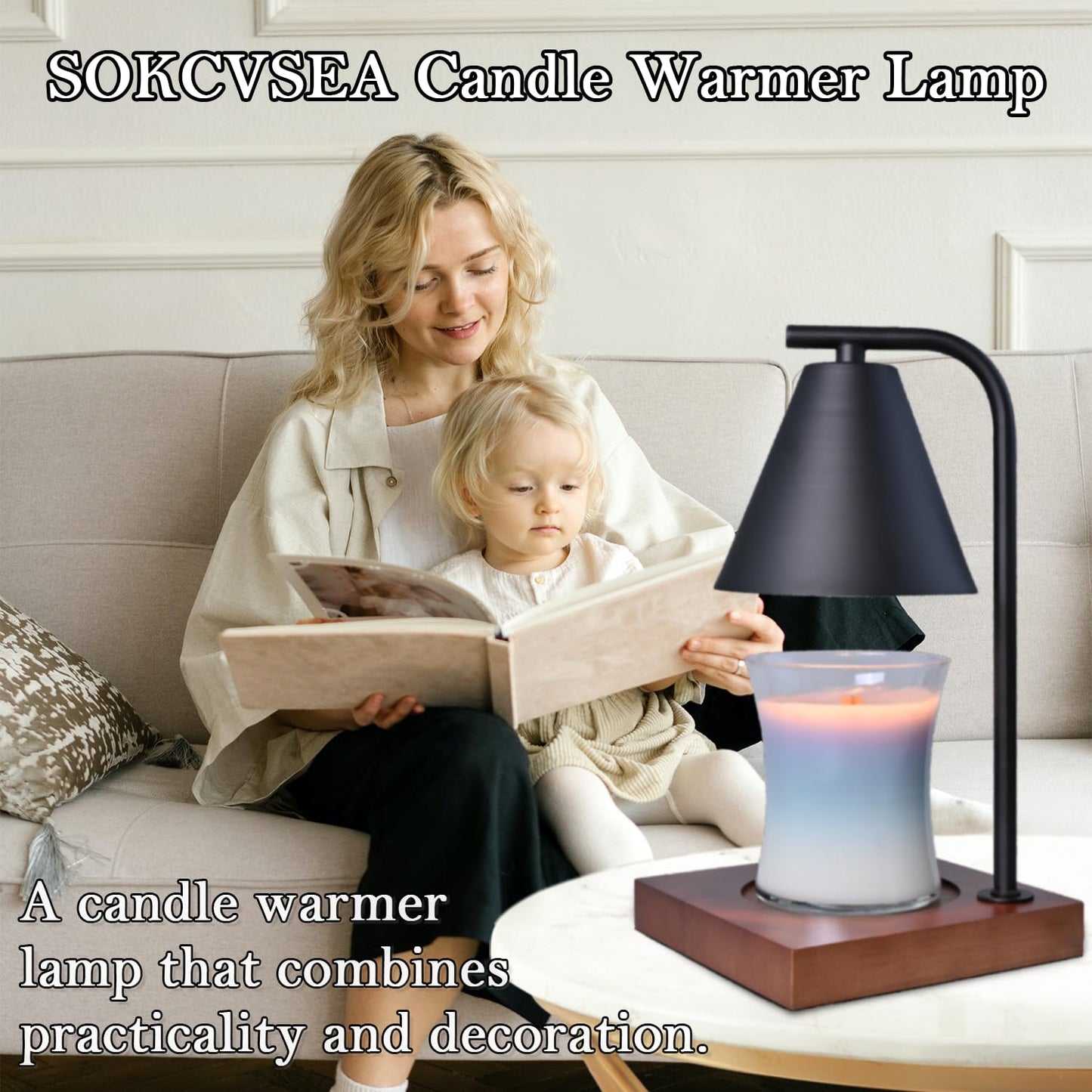 Candle Warmer Lamp with Timer - Electric Candle Lamp Warmer, Birthday Gifts for Women, for Mom, House Warming Gifts New Home, Candle Warmer for Jar Candles with 2 Bulbs BlackGold