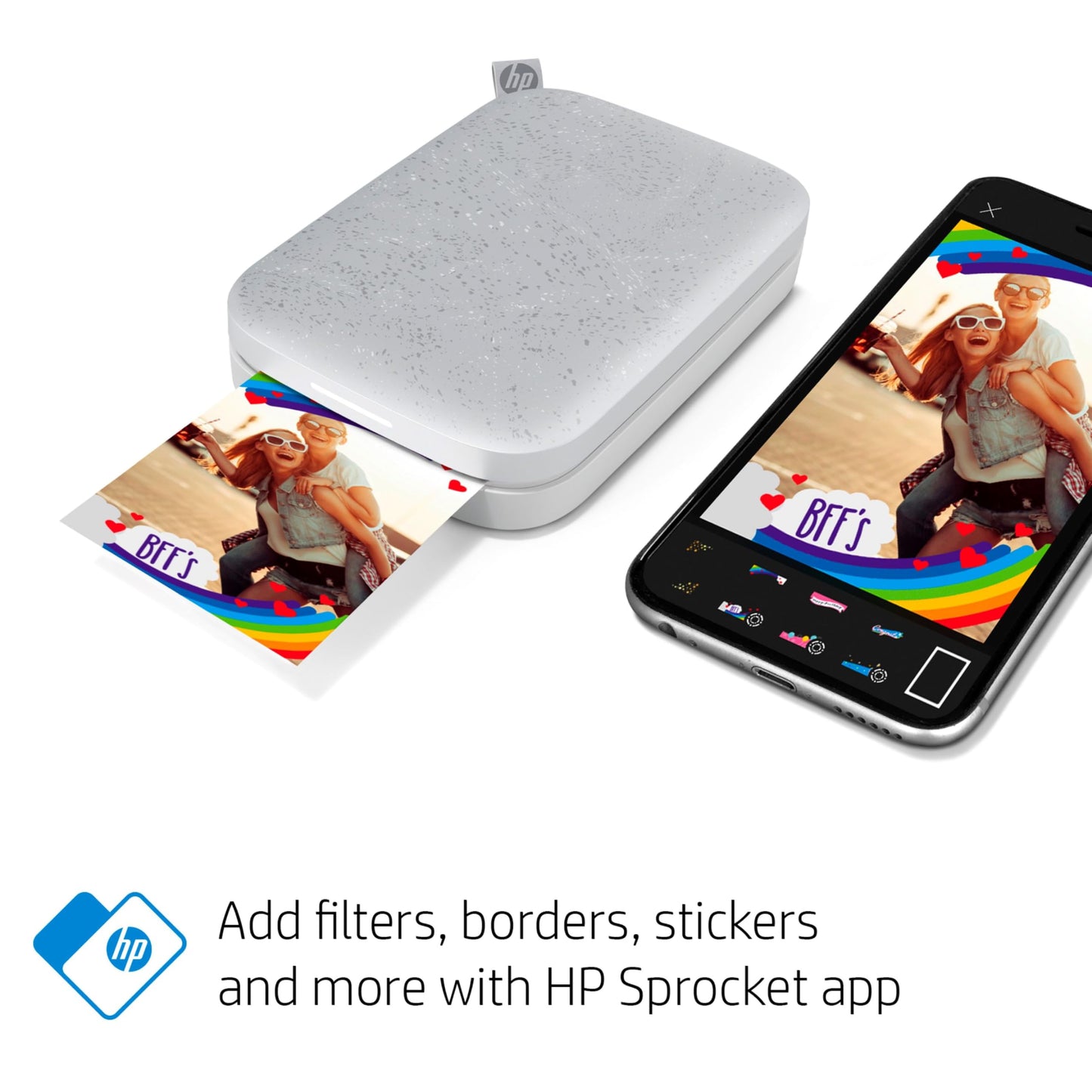 HP Sprocket Select Portable 2.3x3.4" Instant Photo Printer (Eclipse) Print Pictures on Zink Sticky-Backed Paper from your iOS & Android Device.,White