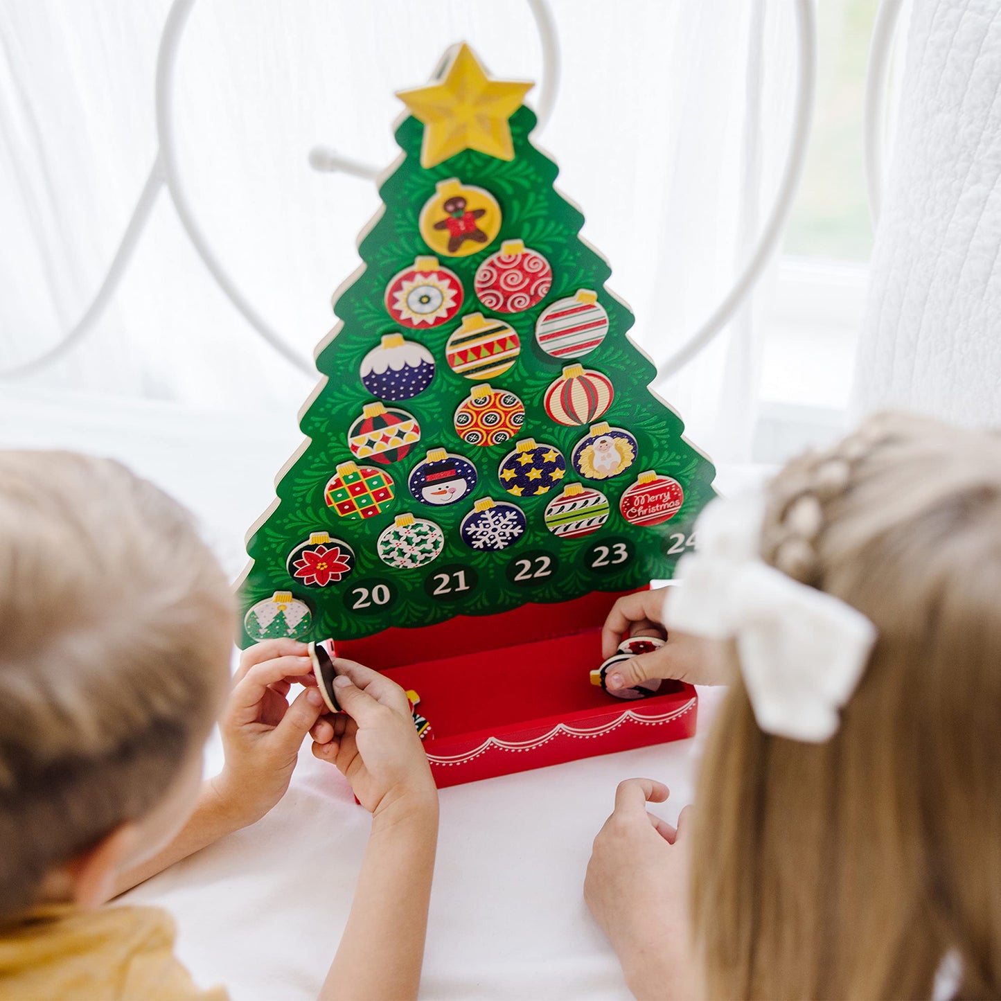 Melissa & Doug Countdown to Christmas Wooden Advent Calendar - Magnetic Tree, 25 Magnets , Orange