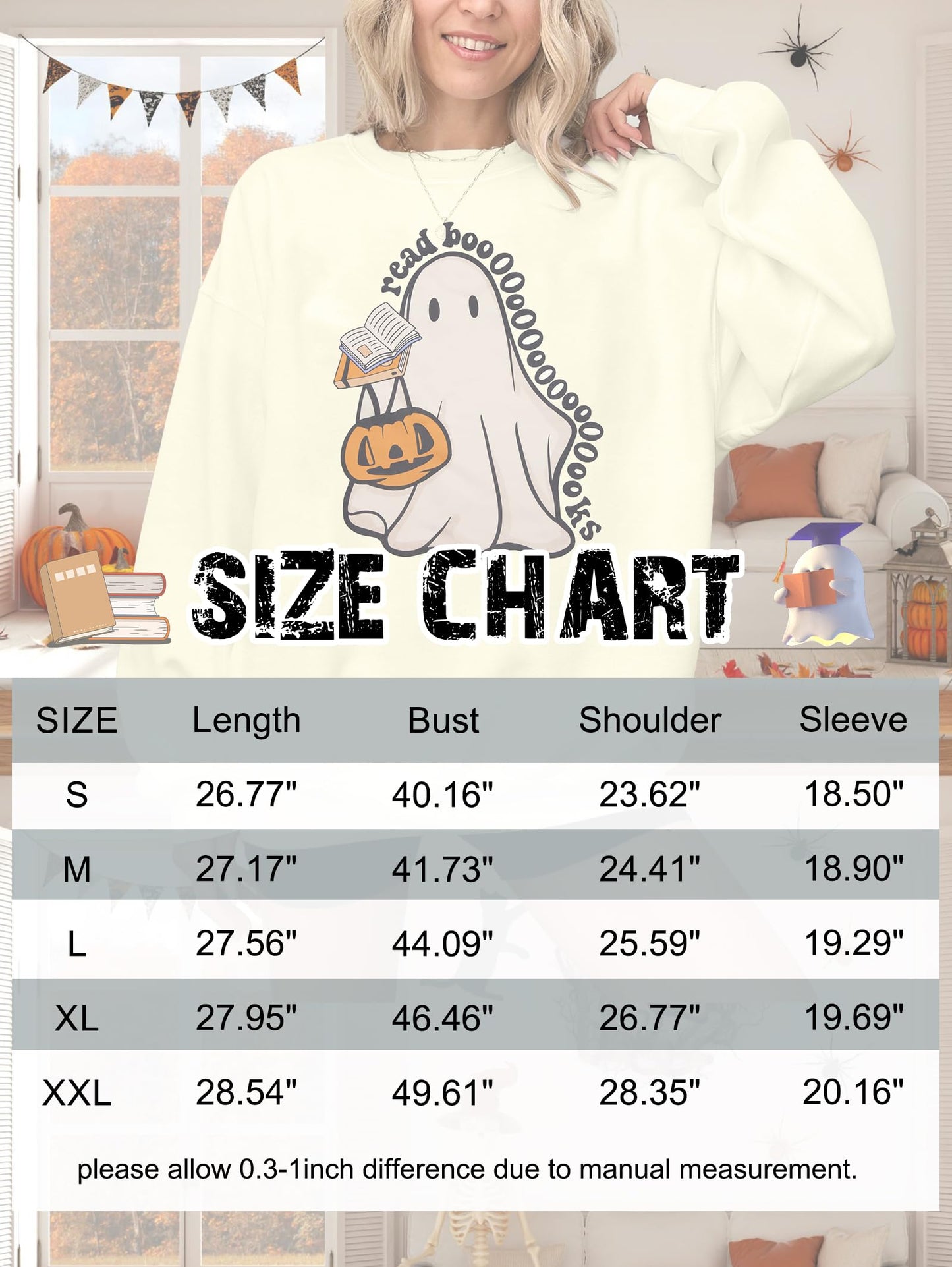 ASTANFY Halloween Sweatshirts for Women in My Spooky Era sweater Teacher shirts book Graphic Sweatshirt Long Sleeve Pullover