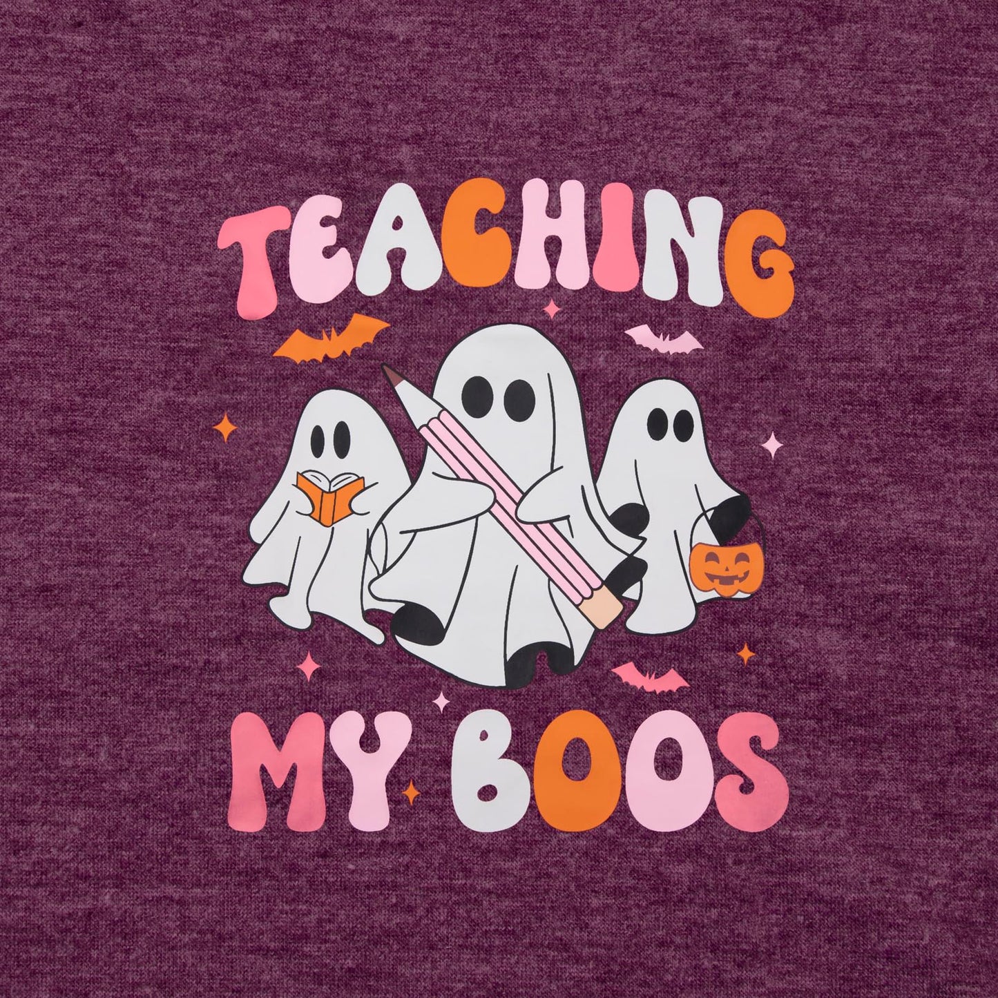 Teacher Halloween Shirt Spooky Tshirt: Teaching My Boos Tee - Womens Cute Ghost T Shirt Casual Short Sleeve Fall Tops